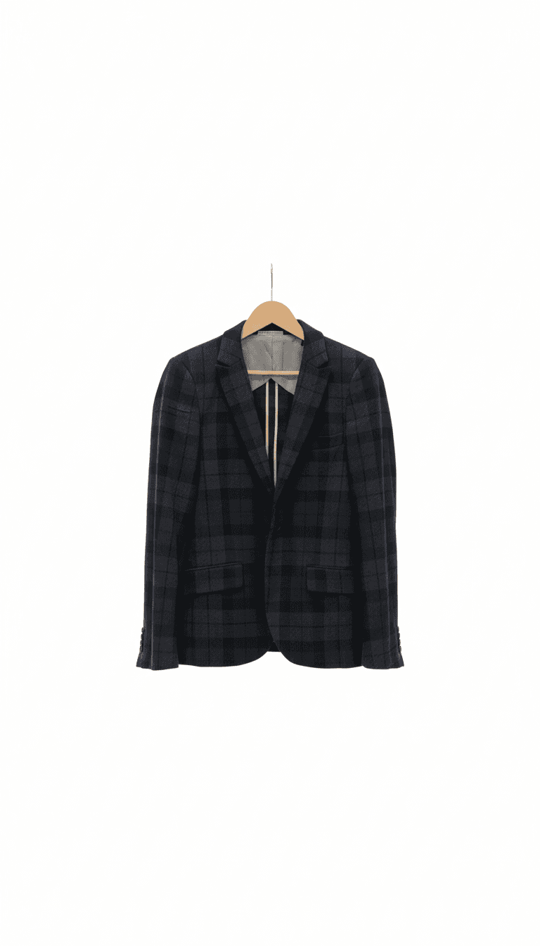 Scotch & Soda Navy and Charcoal Plaid Blazer