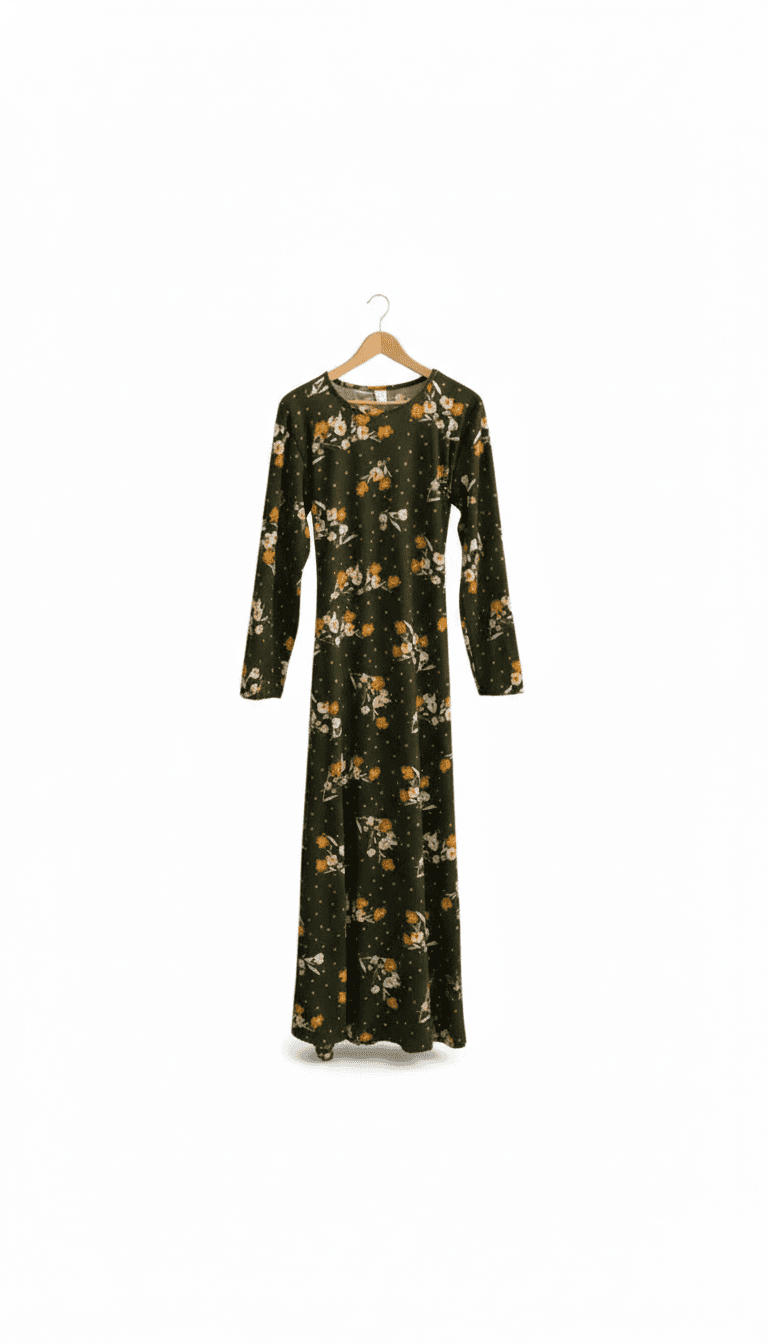 100% Cotton Floral Green Maxi Dress