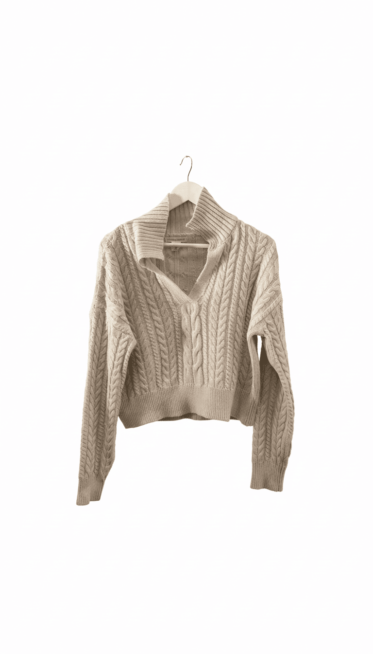 Happily Grey Cream Cable Knit Sweater
