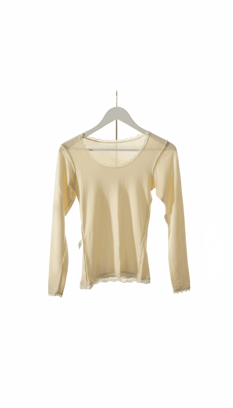 Cream Wool Long Sleeve Top