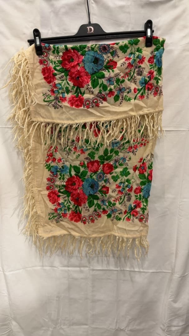 Floral Print Scarf with Fringe
