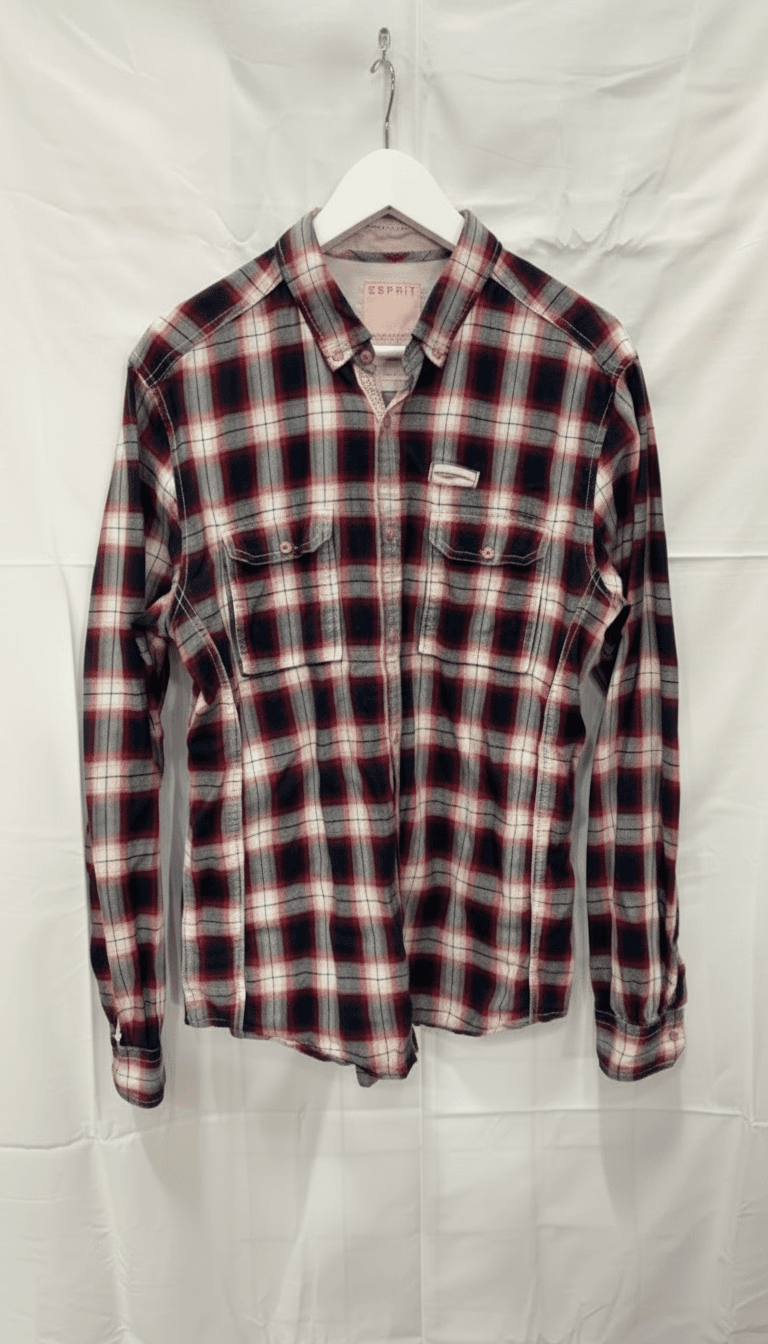 Esprit Red and Navy Plaid Button-Up Shirt