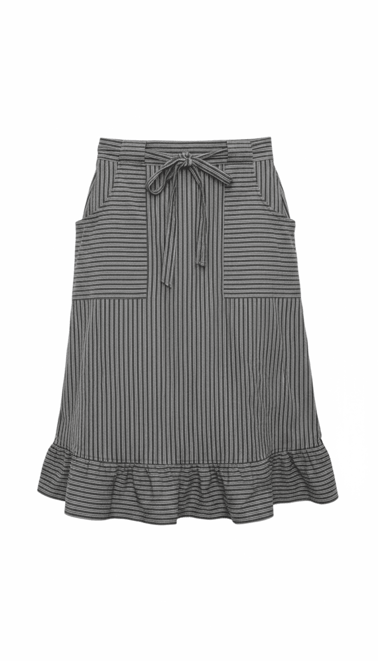 Ekelund & Espe Striped Cotton Midi Skirt