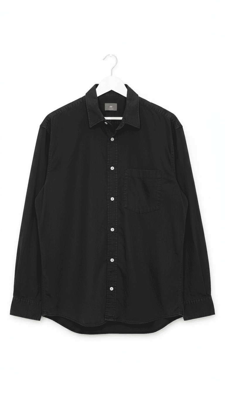 H&M Black Regular Fit Button-Up Shirt