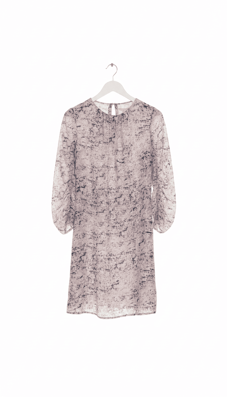 H&M Patterned Mini Dress with Ruched Sleeves