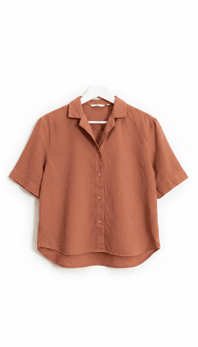 Uniqlo Copper Button-Up Short Sleeve Shirt