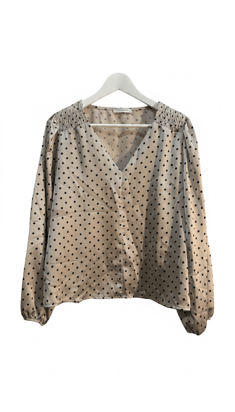 FLOYD Beige Polka Dot Long Sleeve Blouse