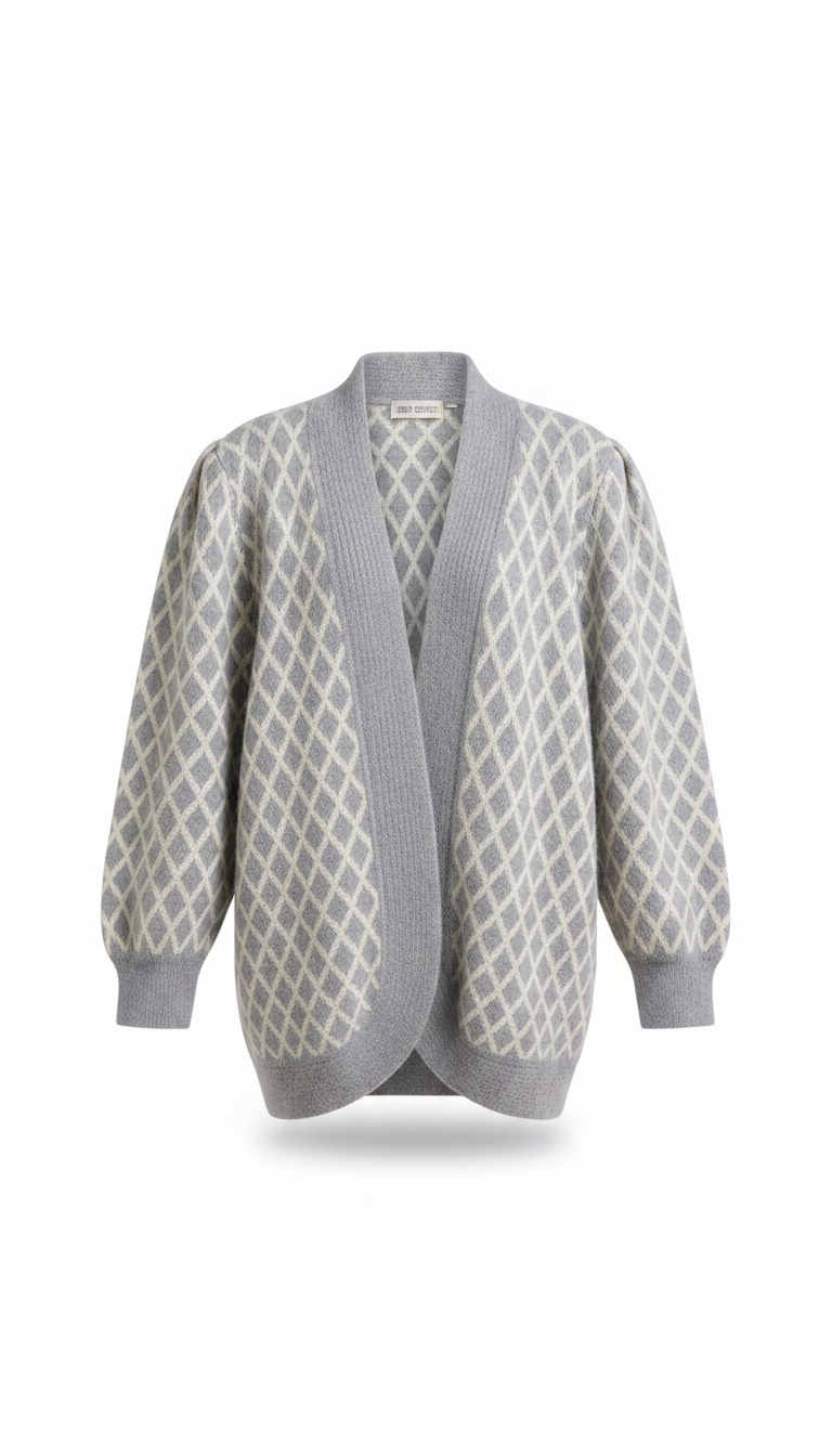 Bo Suns Gray Diamond Pattern Cardigan